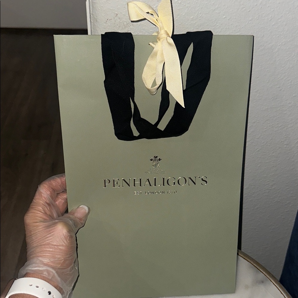 Penhaligon's Olive Green Bag with Black Handles